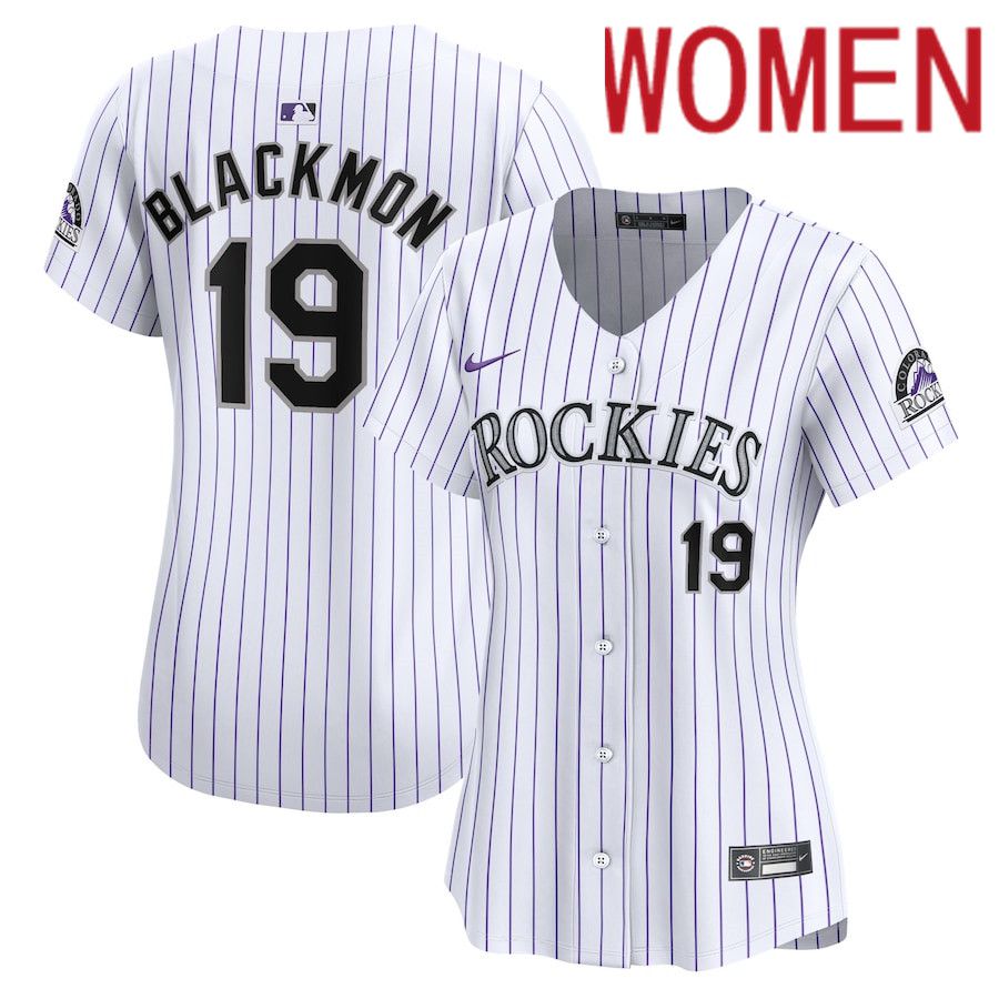 Women Colorado Rockies 19 Charlie Blackmon Nike White Home Limited Player MLB Jersey